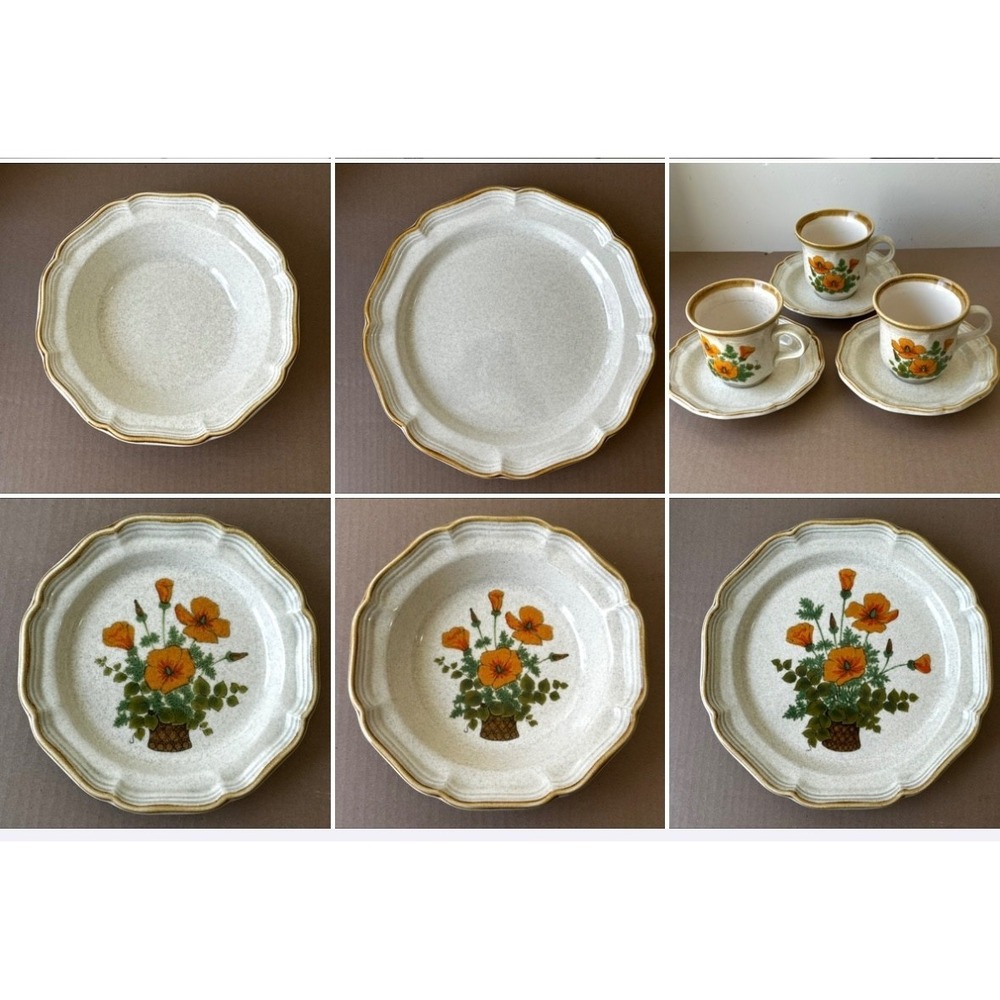 Vintage Mikasa Garden Club Petunias Dishes 26 Pcs Plates Bowls Mugs Serving